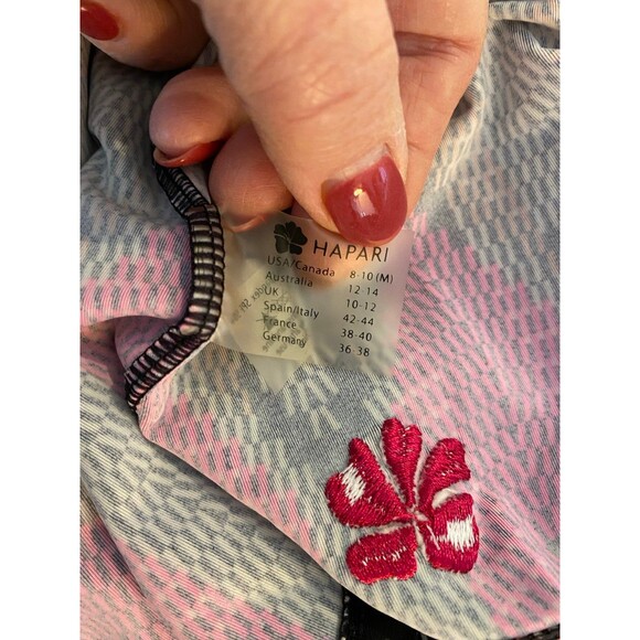 Hapari Womens  Bikini Swimsuit Halter Top Size Medium Orange Pink Black - Picture 7 of 8